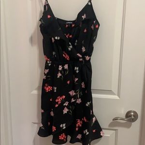 Black floral express mini dress